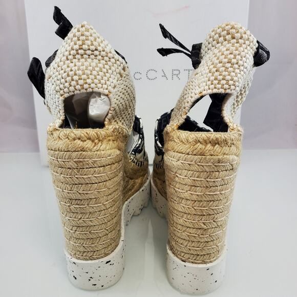 NEW$770 Stella McCartney Gaia Embroider Platform Wedge Espadrille Sandals Sz 39 - Picture 7 of 16